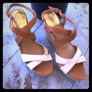 Vince Camuto Tan/White Wedges - 8.5 (More like 8)
